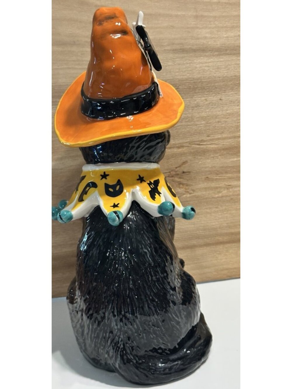 Blue Sky Clayworks Black CAT Kitten Orange Witch Hat Ceramic Halloween Figurine - Picture 2 of 9